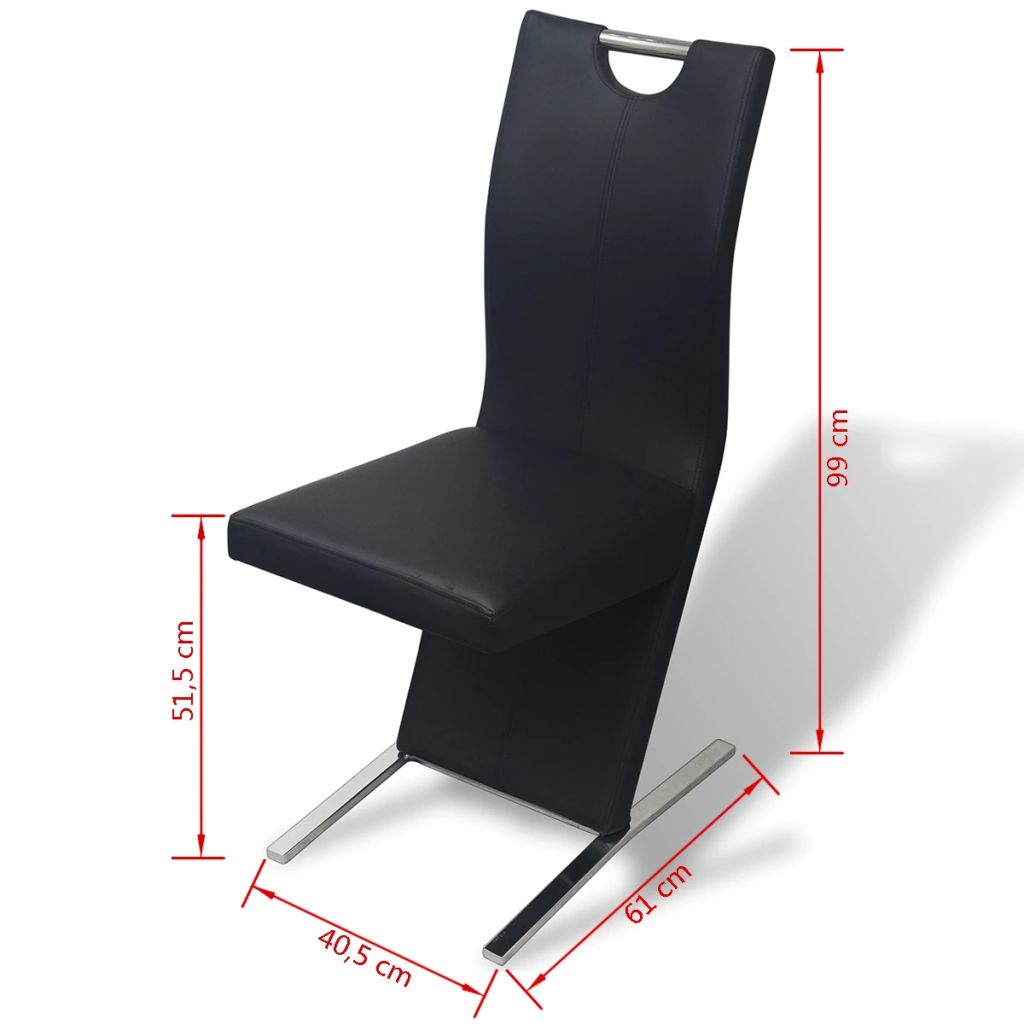 Dining Chairs 2 pcs Black Leather