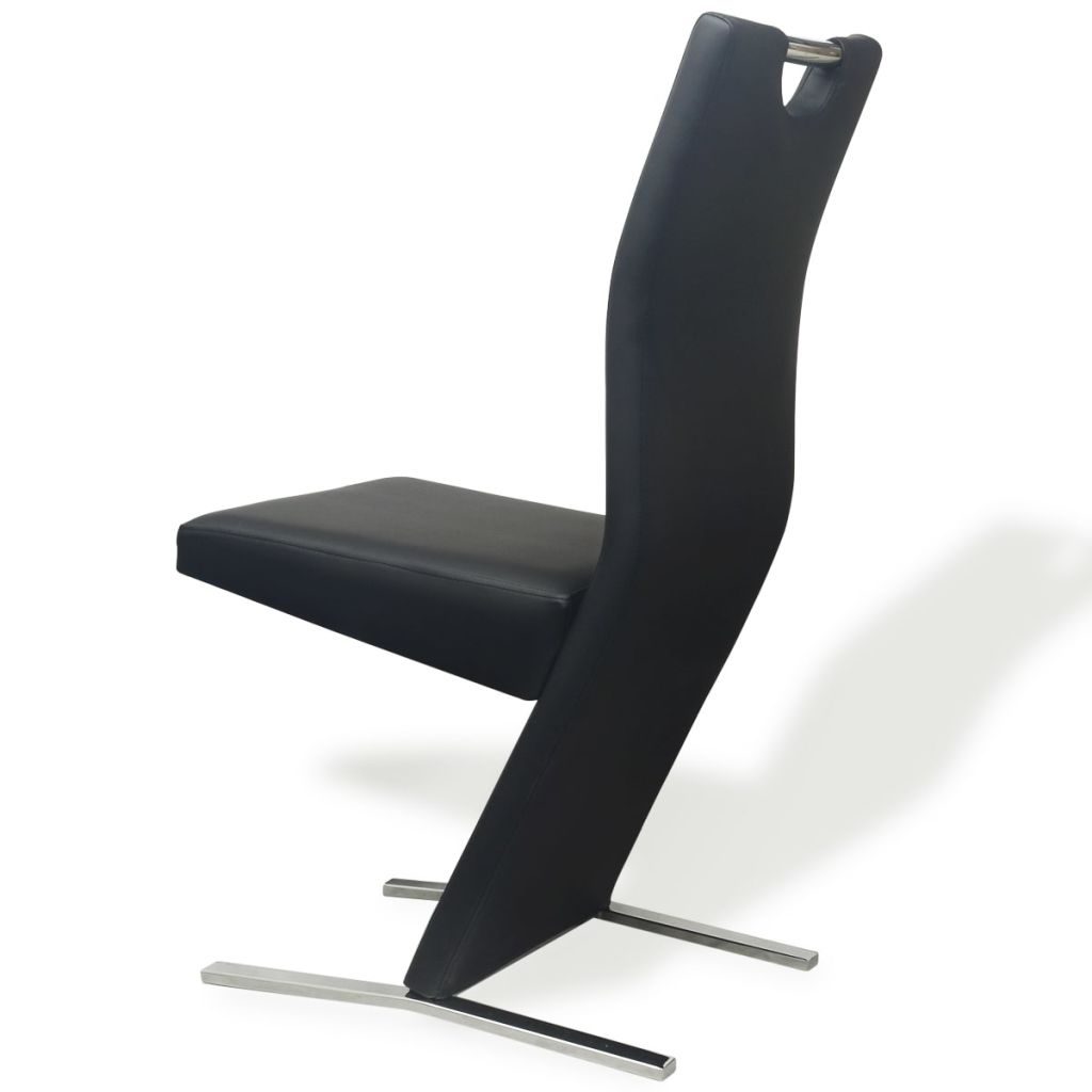 Dining Chairs 2 pcs Black Leather