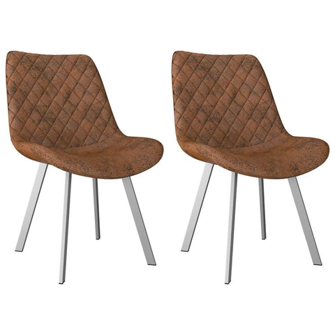 Dining Chairs 2 pcs Brown Faux Suede Leather