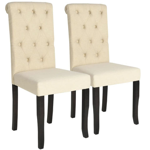 Dining Chairs 2 pcs Cream Fabric