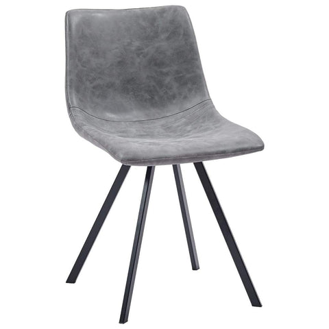 Dining Chairs 2 pcs Grey Metal Legs faux Leather