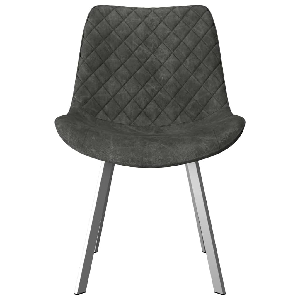 Dining Chairs 2 pcs Grey Faux Suede Leather