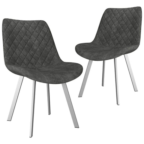 Dining Chairs 2 pcs Grey Faux Suede Leather