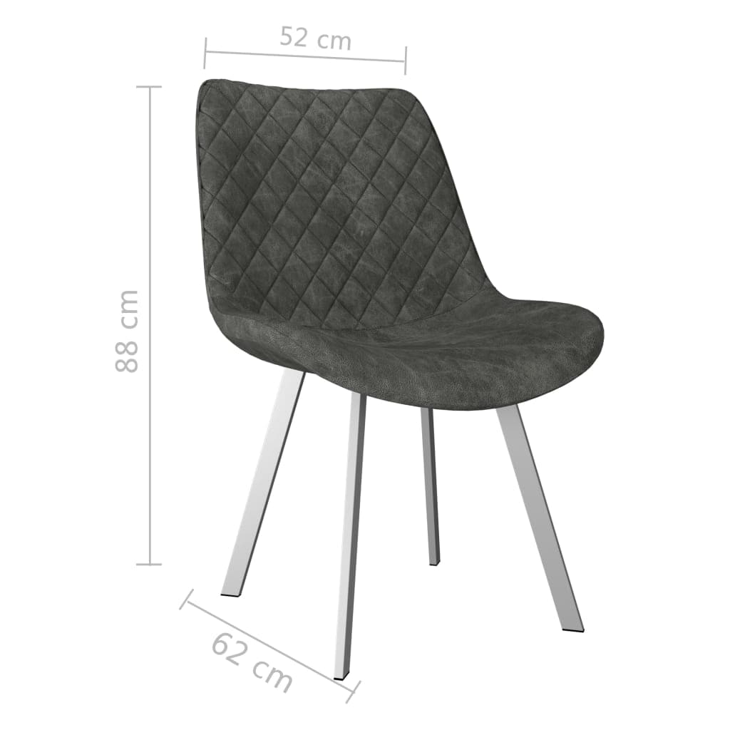 Dining Chairs 2 pcs Grey Faux Suede Leather