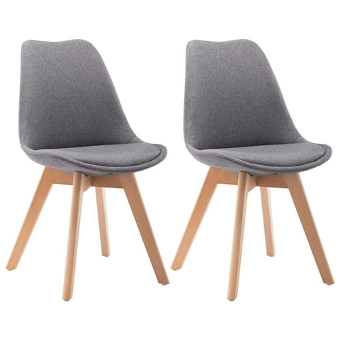 Dining Chairs 2 pcs Light Grey Fabric