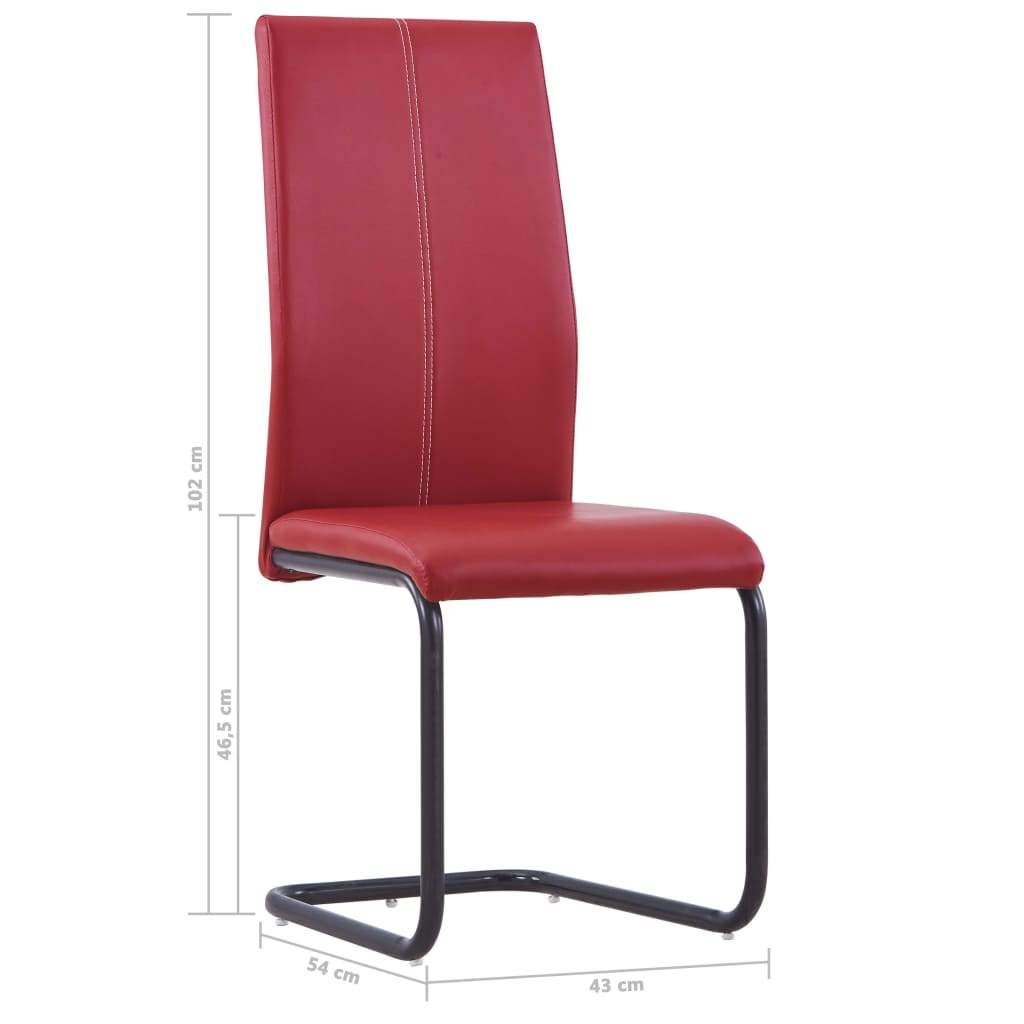 Dining Chairs 2 pcs Red Faux Leather