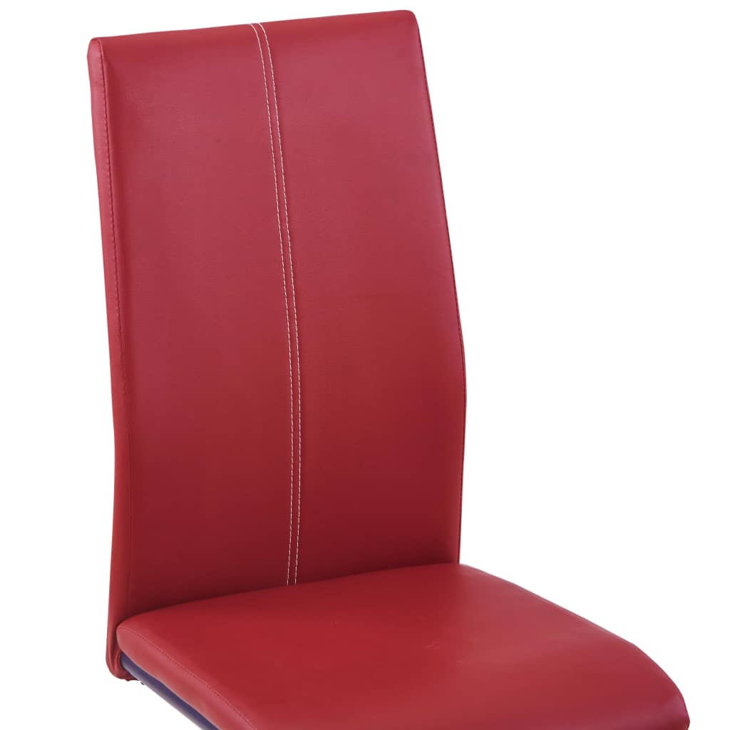 Dining Chairs 2 pcs Red Faux Leather
