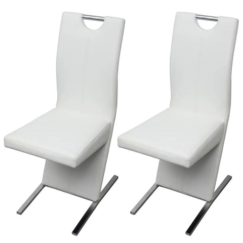 Dining Chairs 2 pcs White Leather