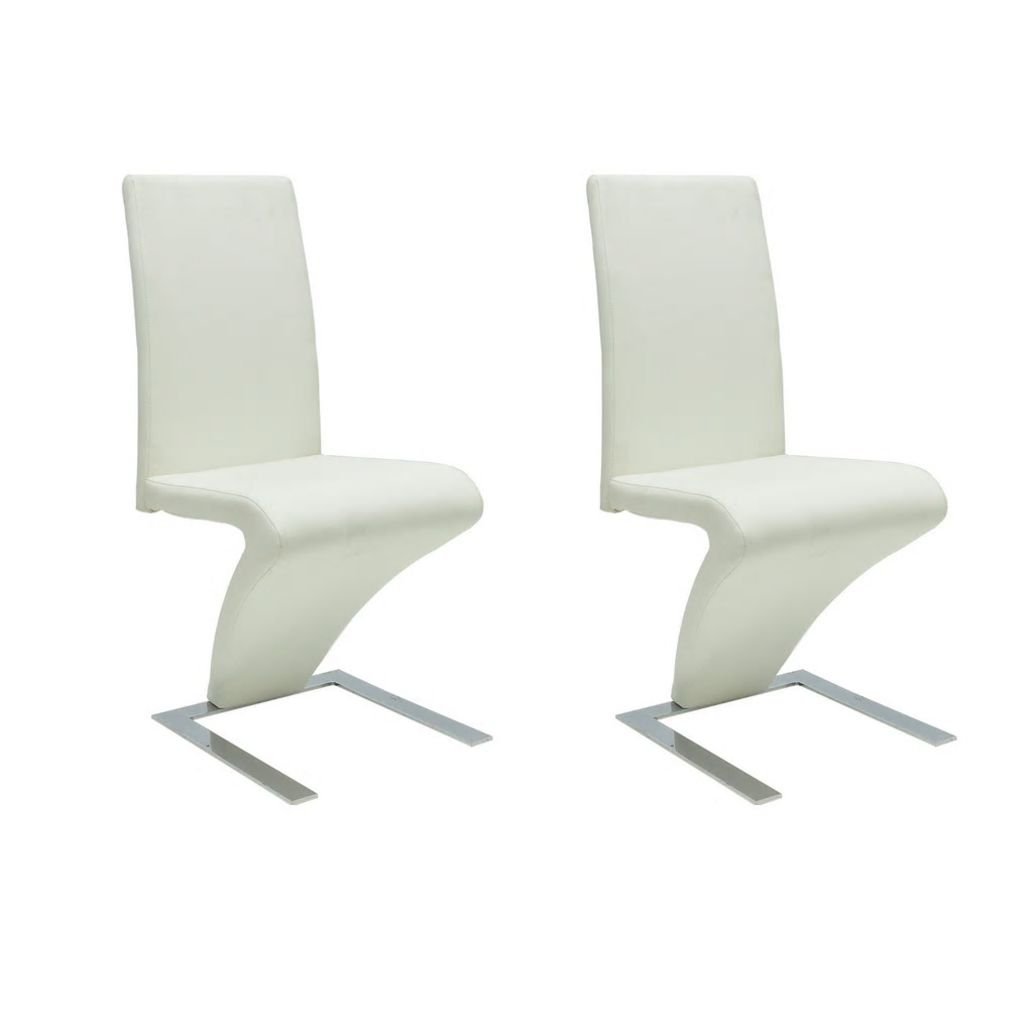 Dining Chairs 2 pcs White Leather