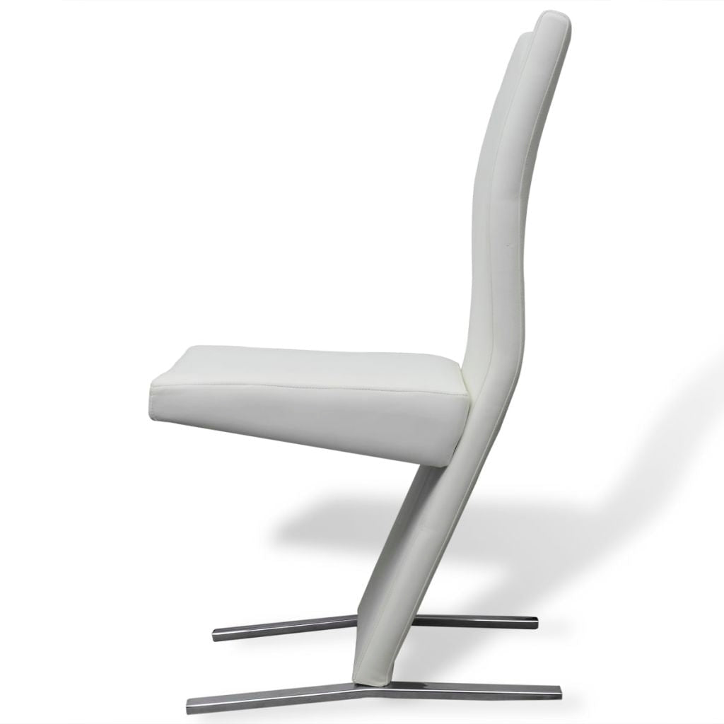 Dining Chairs 2 pcs White Leather