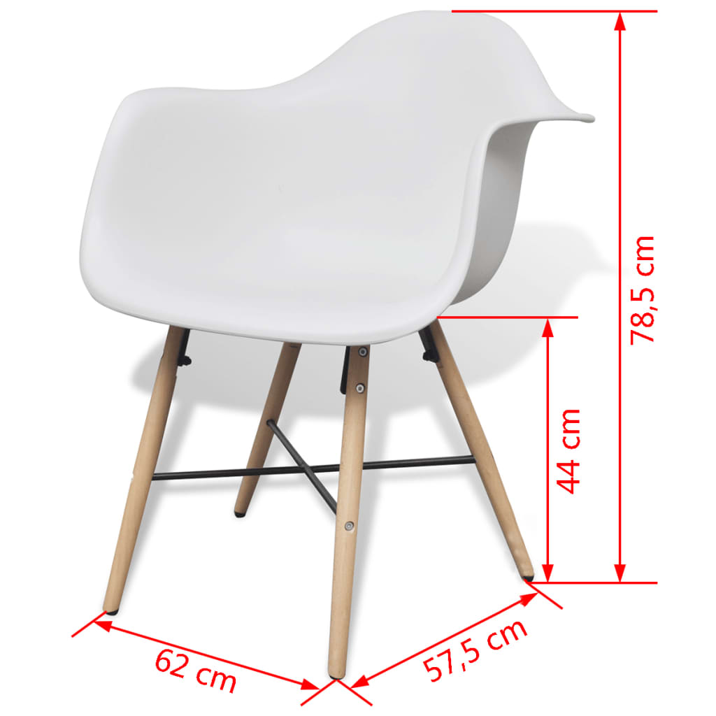 Dining Chairs 2 pcs White Plastic and Beechword
