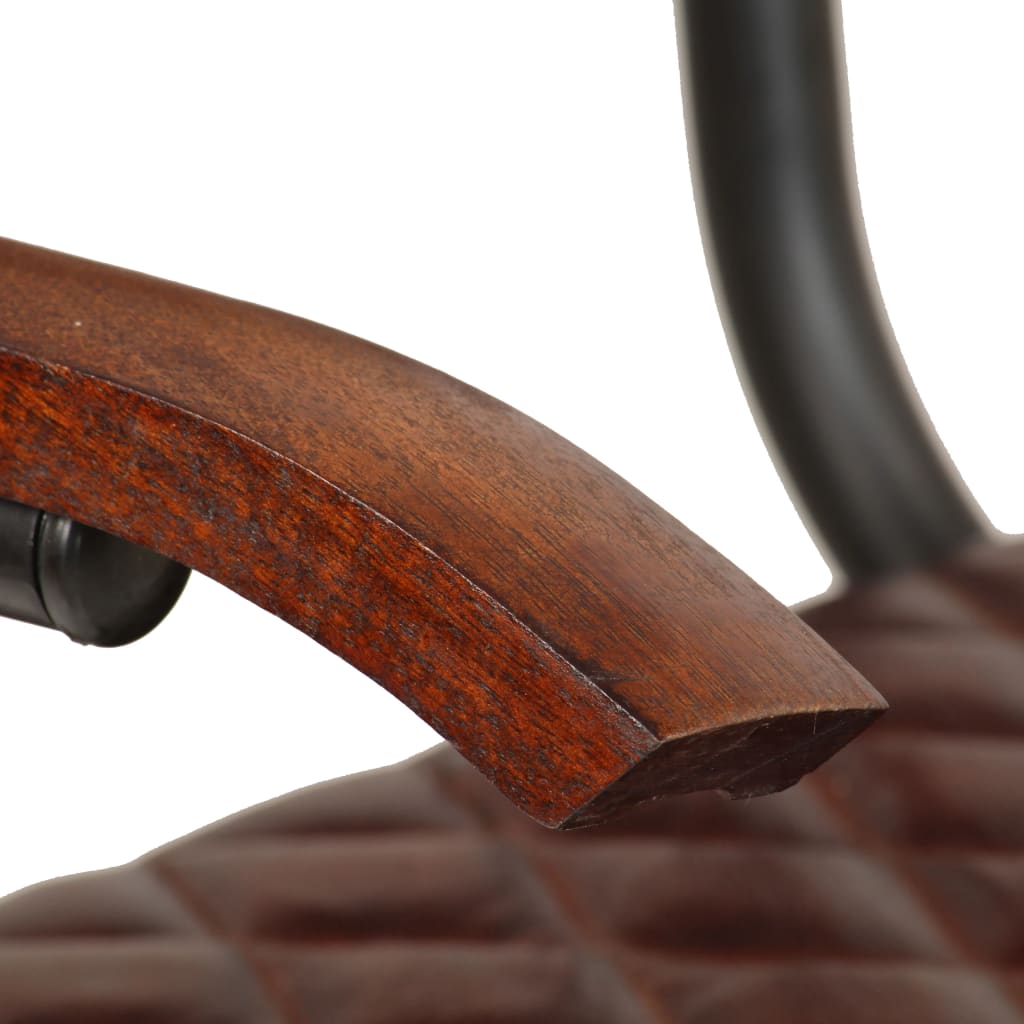 Dining Chairs 2 pcs with Armrests Brown Real Leather