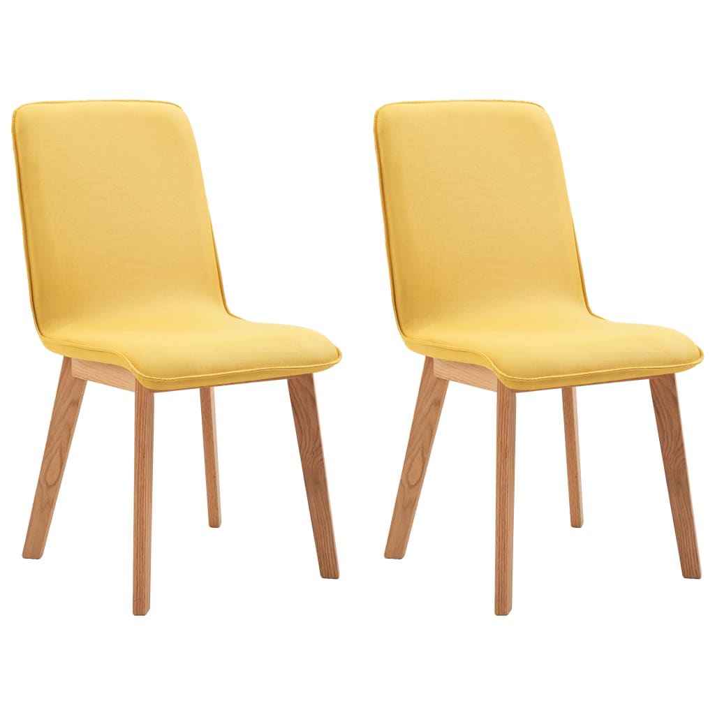 Dining Chairs 2 pcs Yellow Fabric