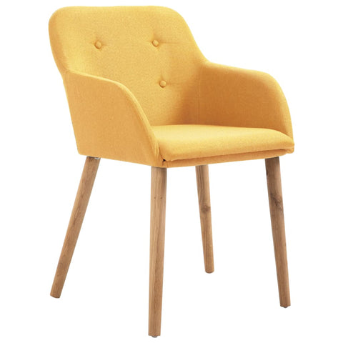 Dining Chairs 2 pcs Yellow Fabric and Solid Oak Wood