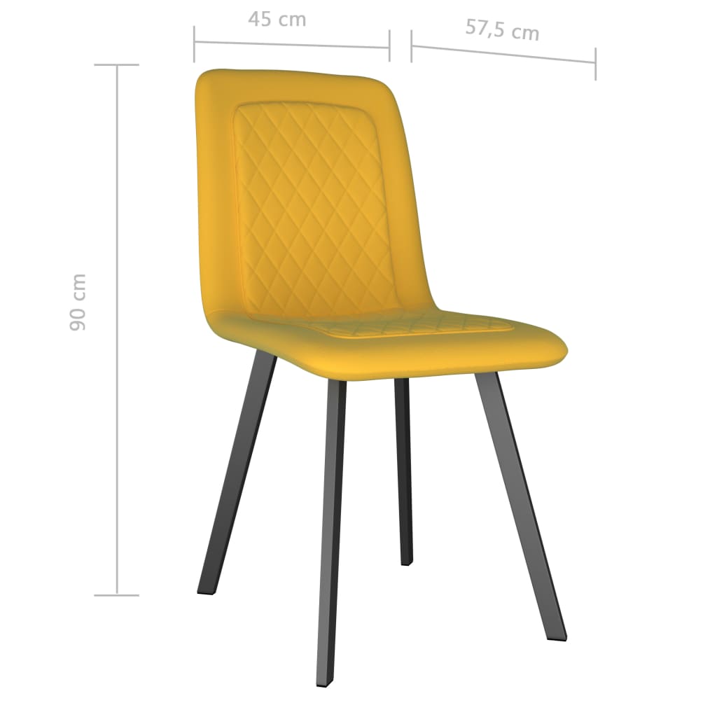 Dining Chairs 2 pcs Yellow Velvet