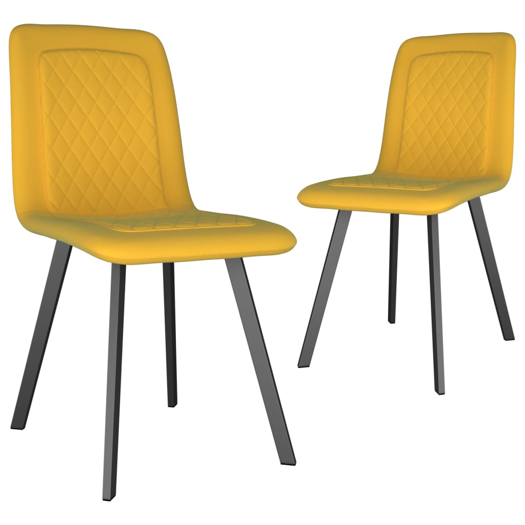 Dining Chairs 2 pcs Yellow Velvet