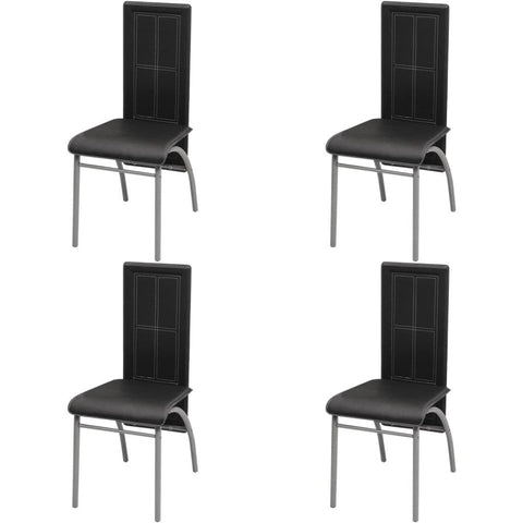 Dining Chairs 4 pcs Black Faux Leather