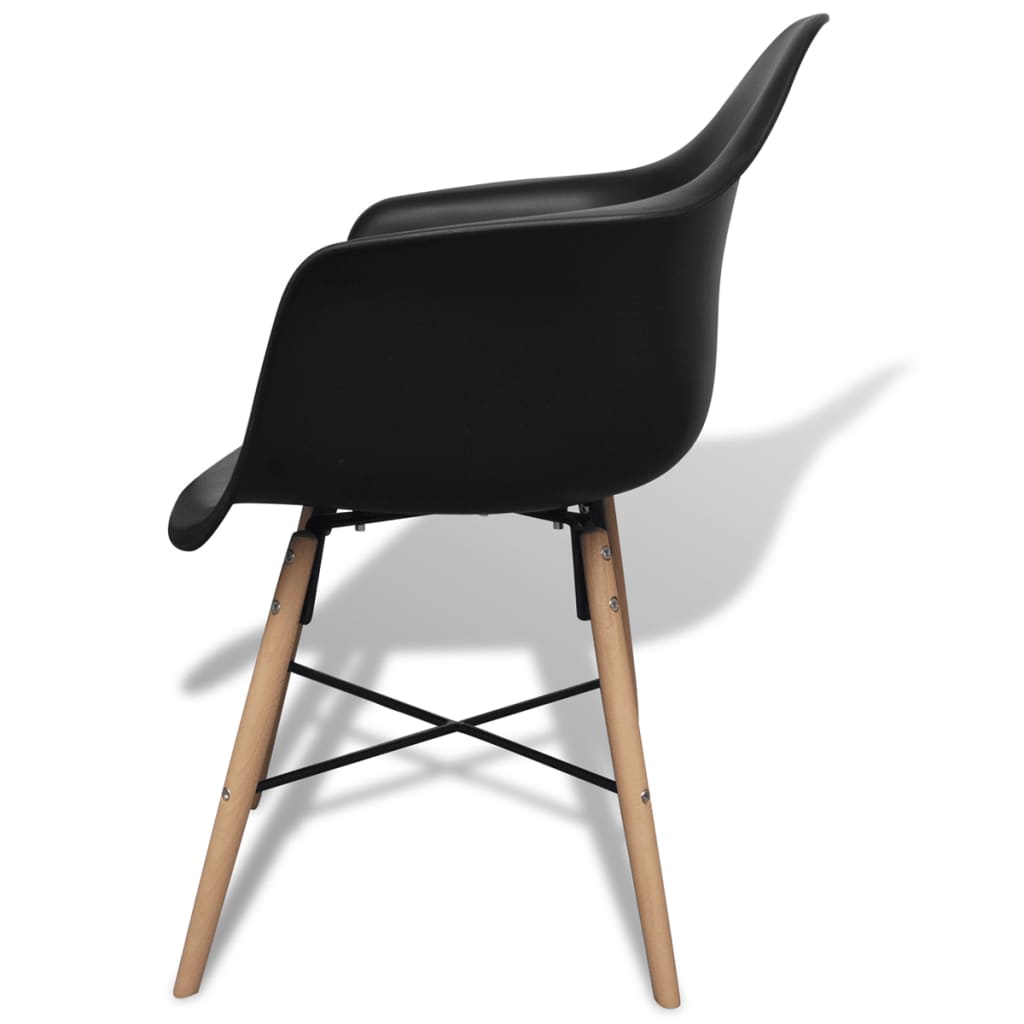 Dining Chairs 4 pcs Black Plastic and Beechword