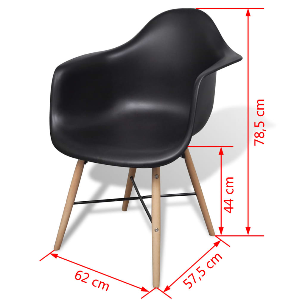 Dining Chairs 4 pcs Black Plastic and Beechword