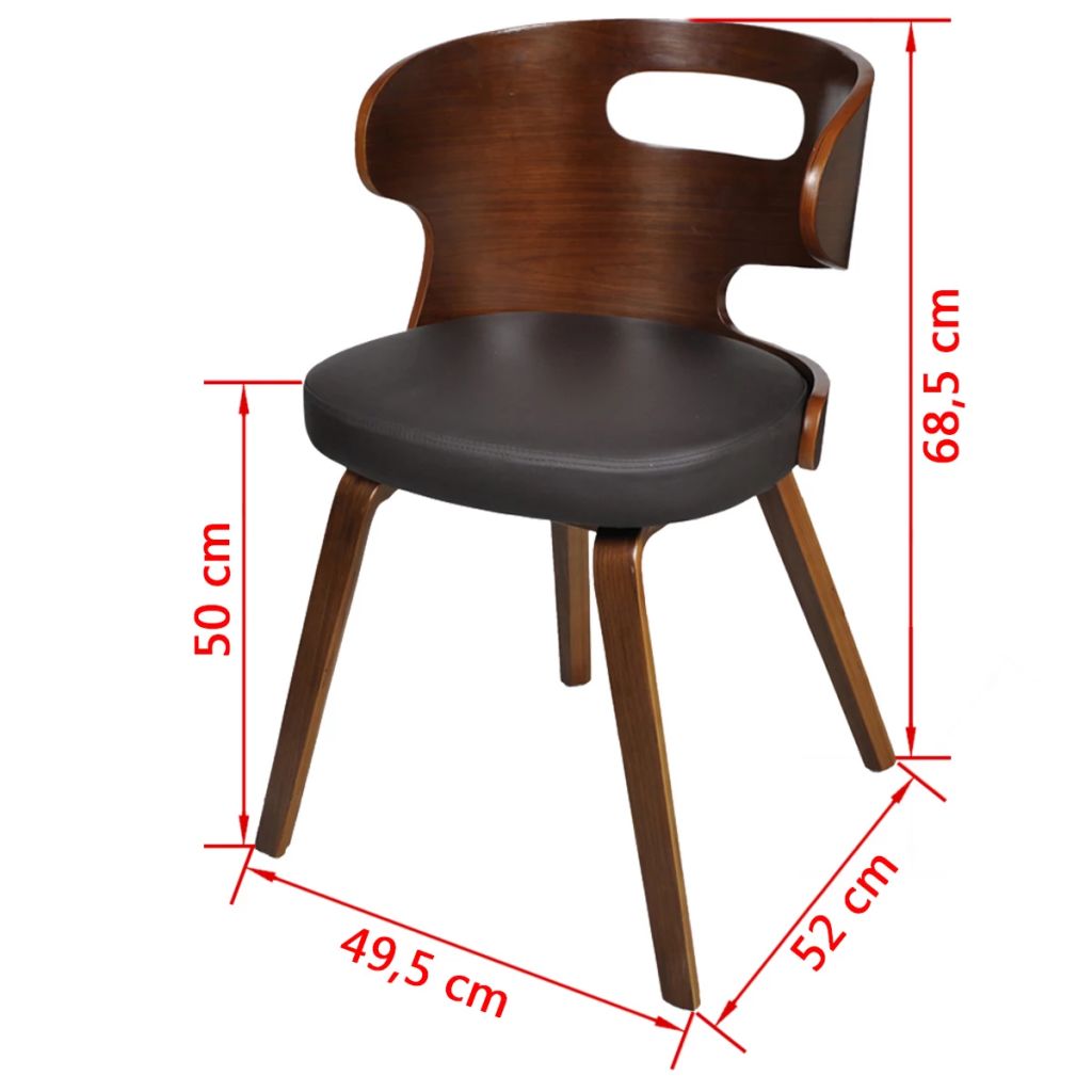 Dining Chairs 4 pcs Brown Bent Wood and Leather