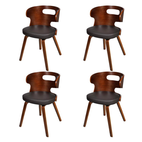 Dining Chairs 4 pcs Brown Bent Wood and Leather