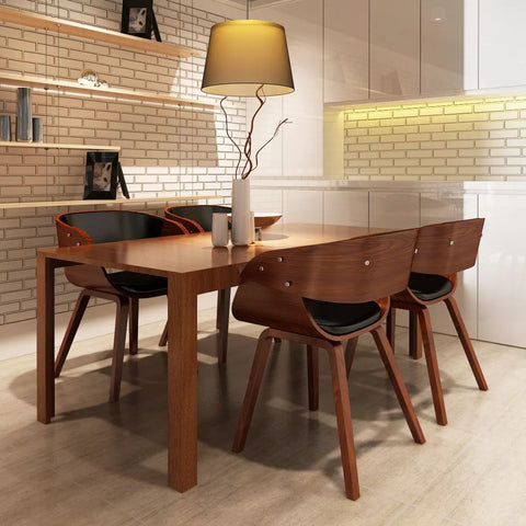 Dining Chairs 4 pcs Brown Bent Wood and Leather
