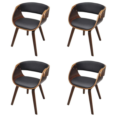 Dining Chairs 4 pcs Brown Bent Wood and Leather