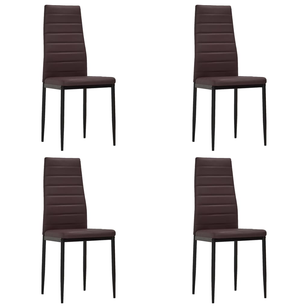 Dining Chairs 4 pcs Brown Leather