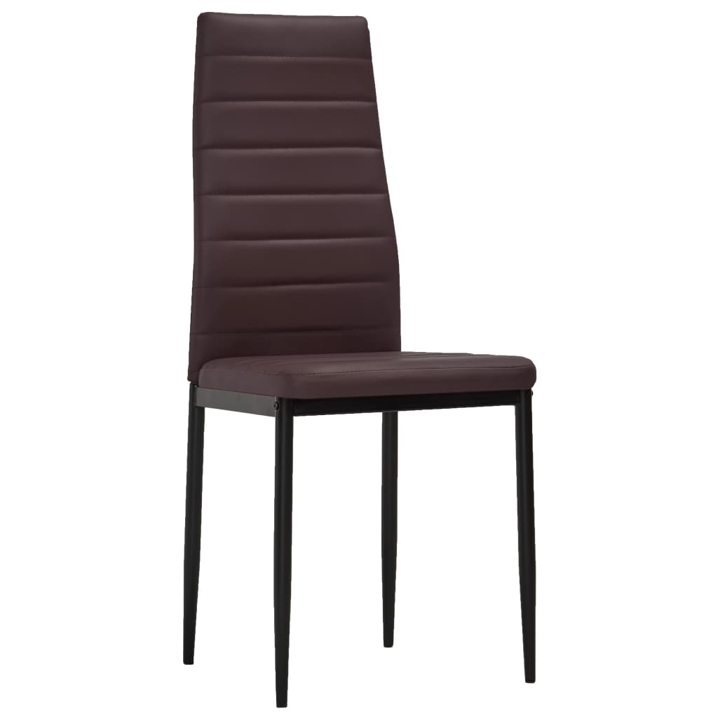 Dining Chairs 4 pcs Brown Leather