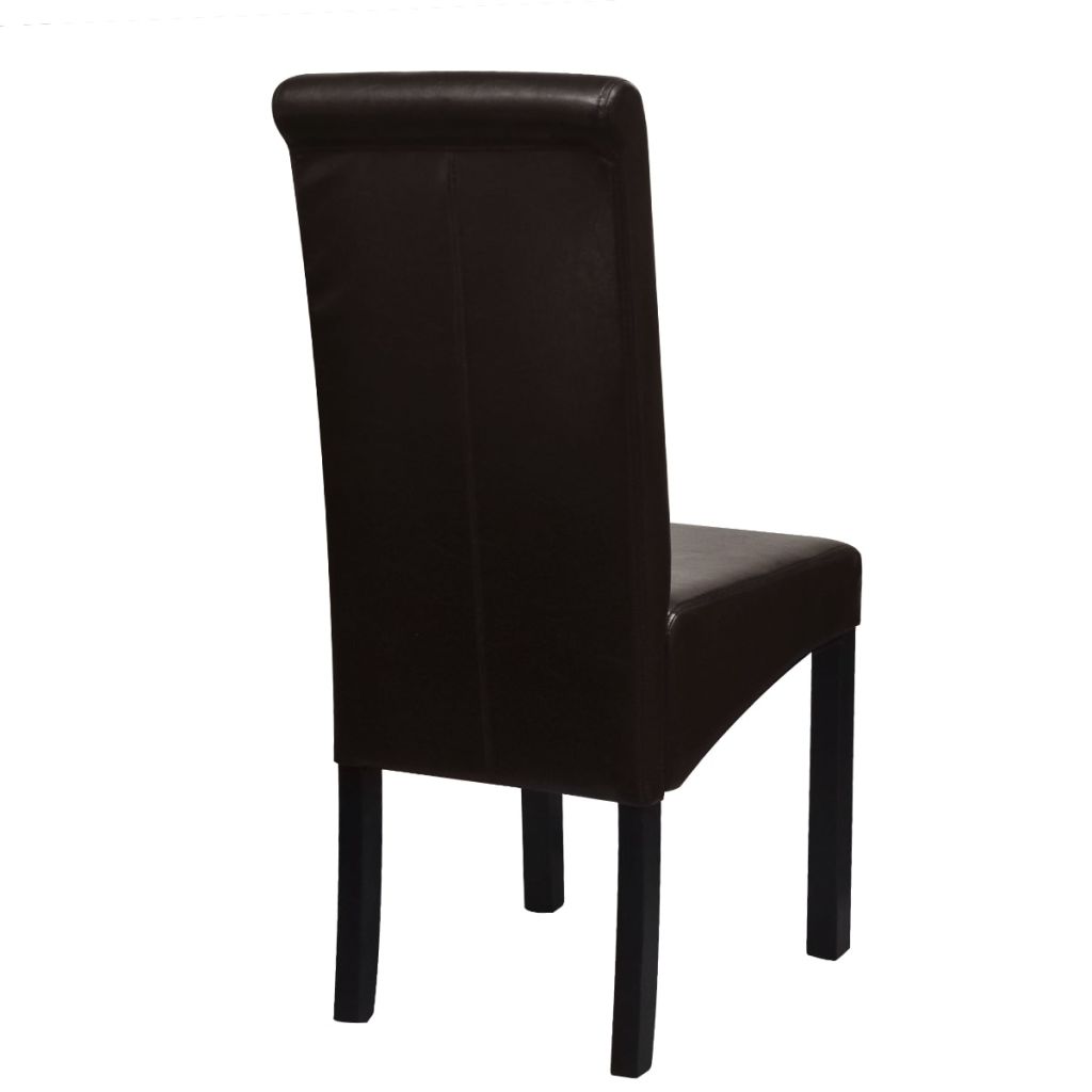 Dining Chairs 4 pcs Brown Leather