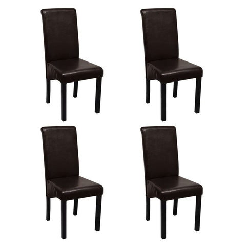 Dining Chairs 4 pcs Brown Leather