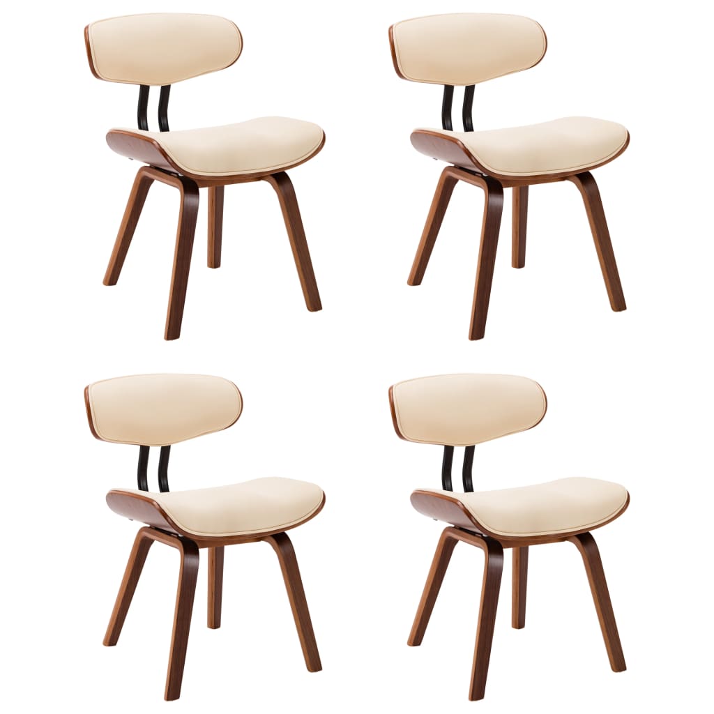 Dining Chairs 4 pcs Cream Bent Wood and Leather