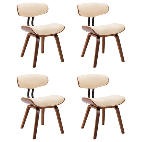 Dining Chairs 4 pcs Cream Bent Wood and Leather