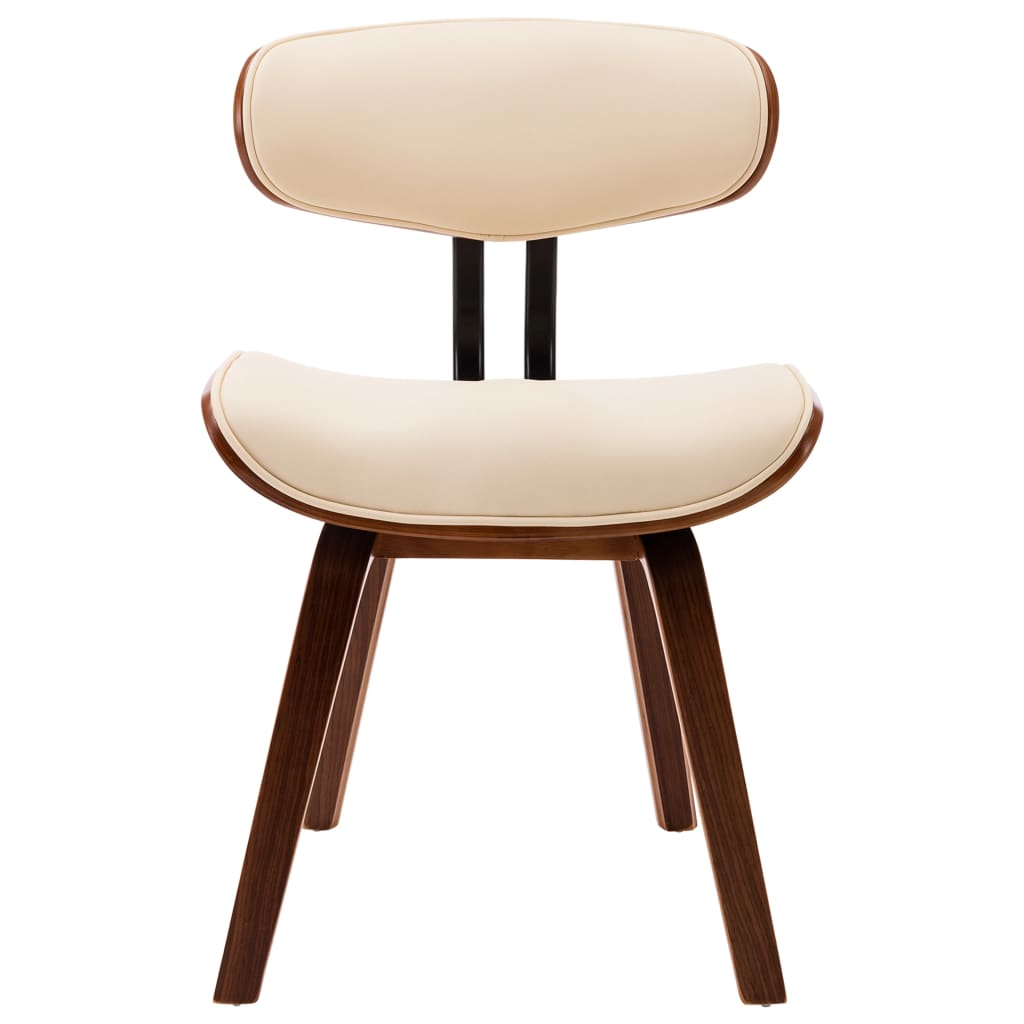 Dining Chairs 4 pcs Cream Bent Wood and Leather