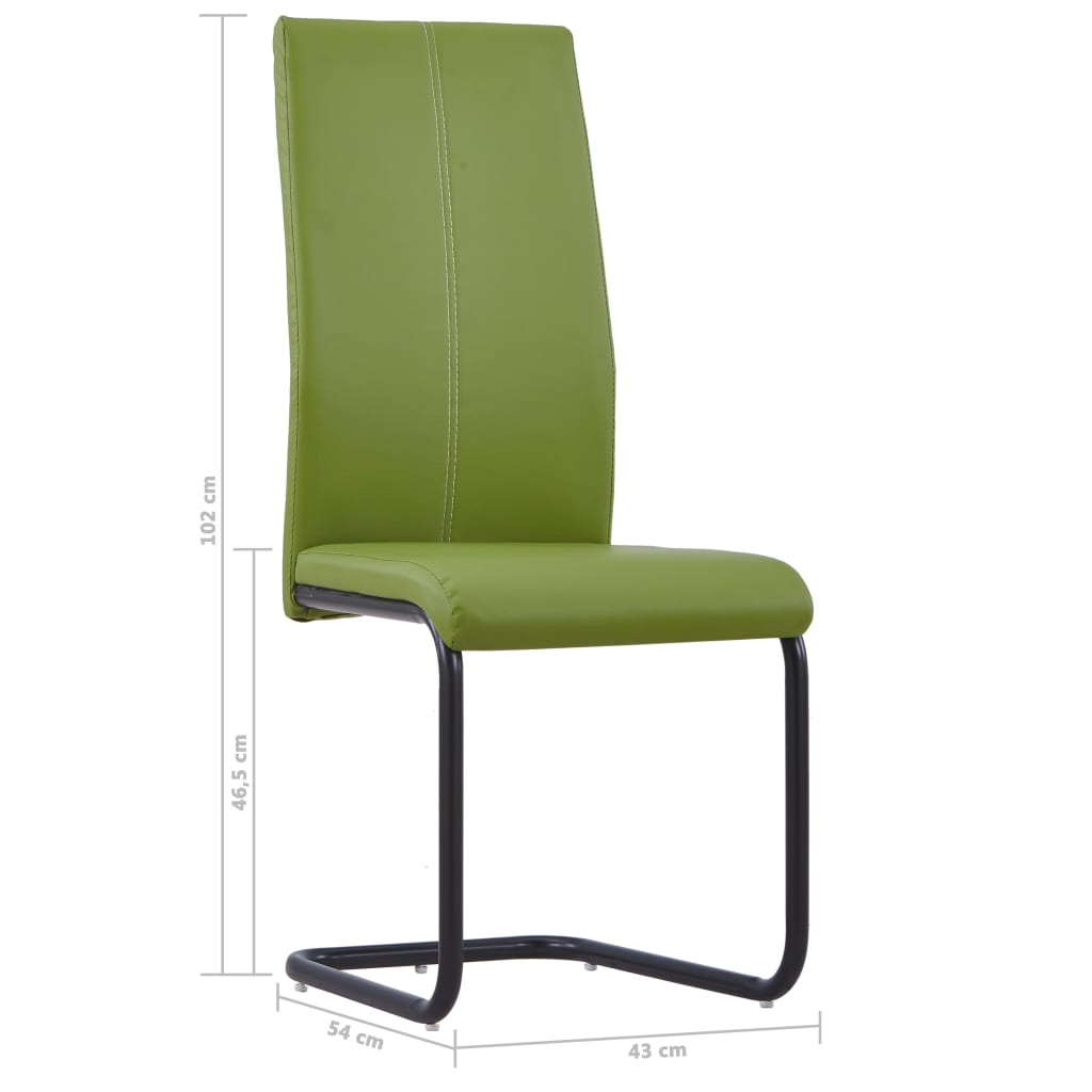 Dining Chairs 4 pcs Green Leather