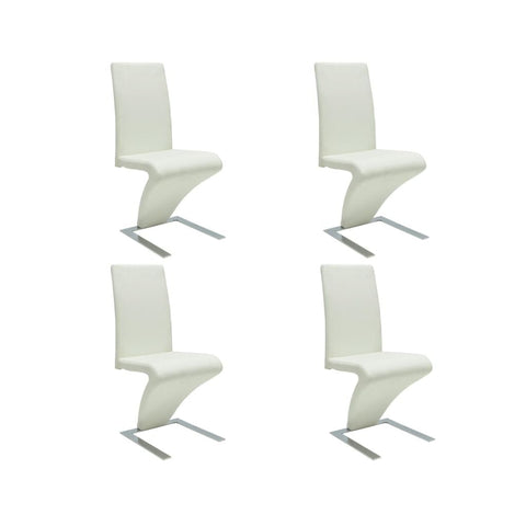 Dining Chairs 4 pcs White Leather