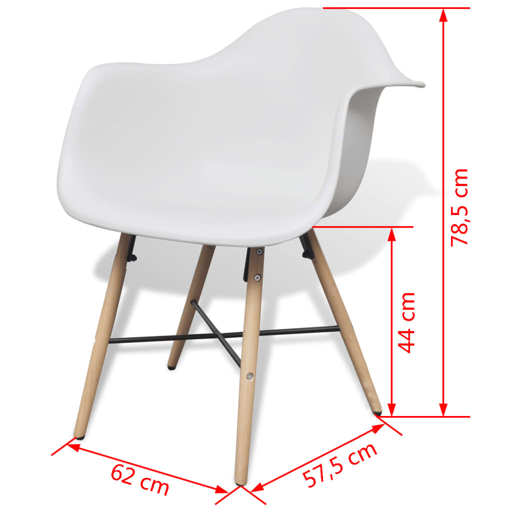 Dining Chairs 4 pcs White Plastic and Beechword