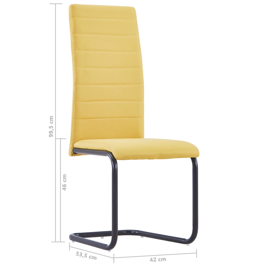 Dining Chairs 4 pcs Yellow Fabric