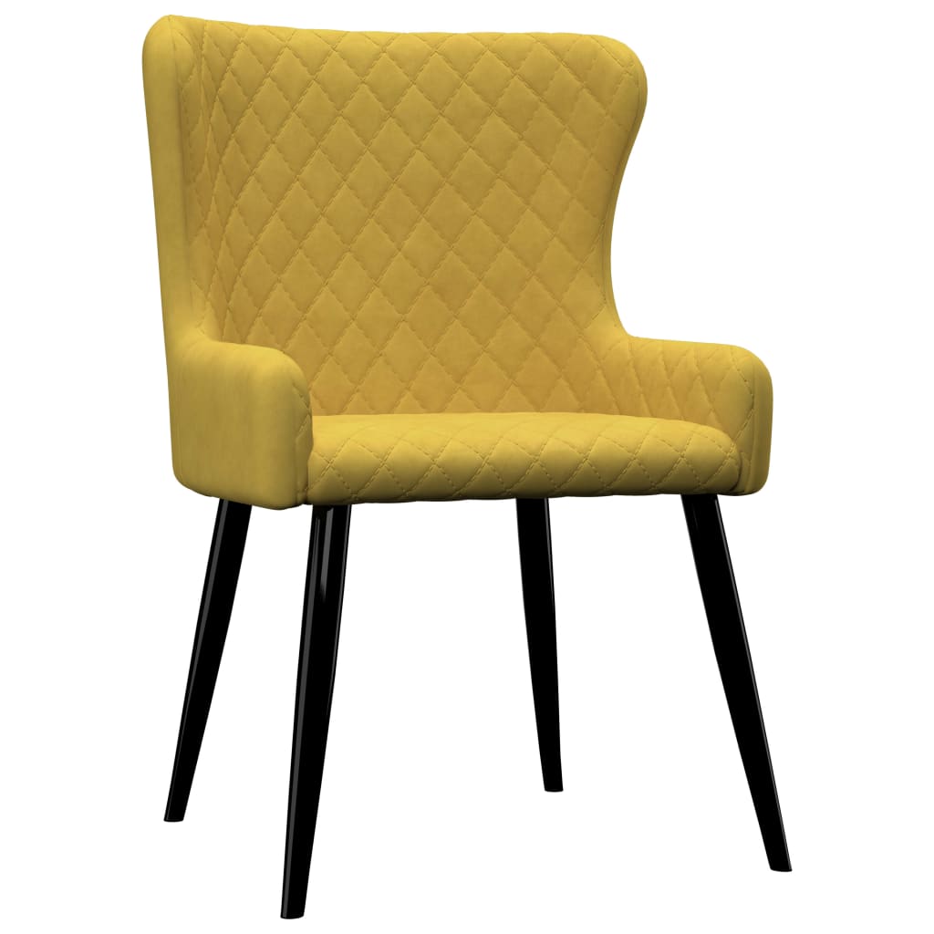 Dining Chairs 4 pcs Yellow Velvet