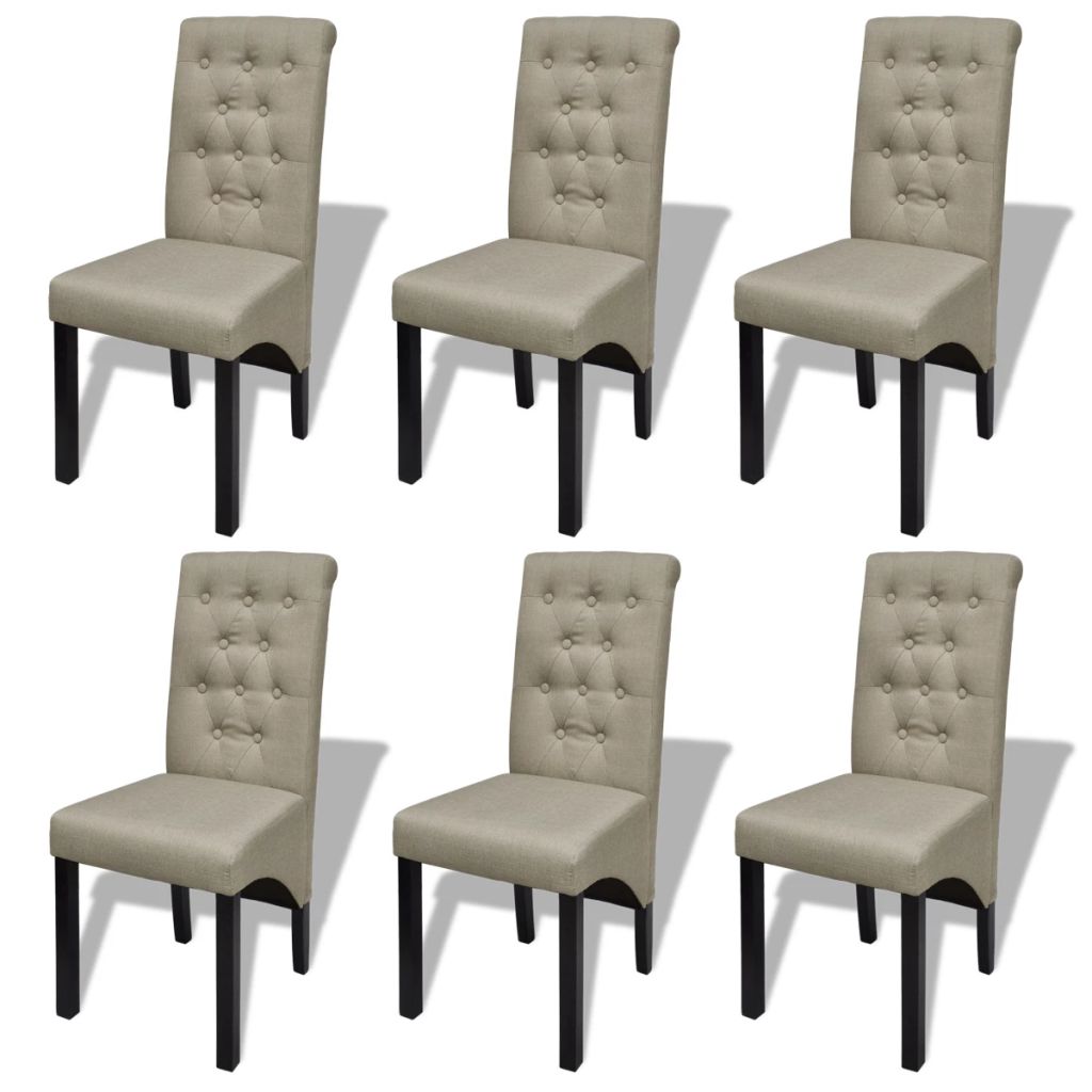 Dining Chairs 6 pcs Beige Fabric