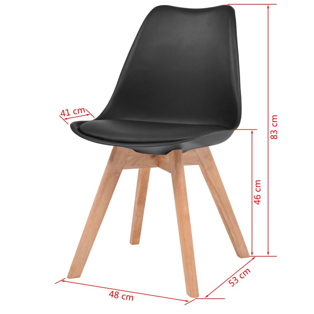 Dining Chairs 6 pcs Black Leather