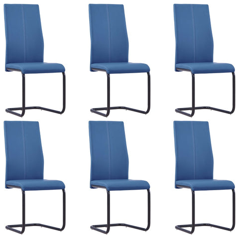 Dining Chairs 6 pcs Blue Leather