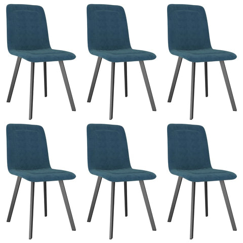 Dining Chairs 6 pcs Blue Velvet