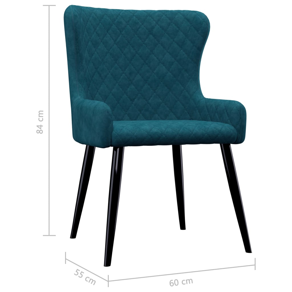 Dining Chairs 6 pcs Blue Velvet