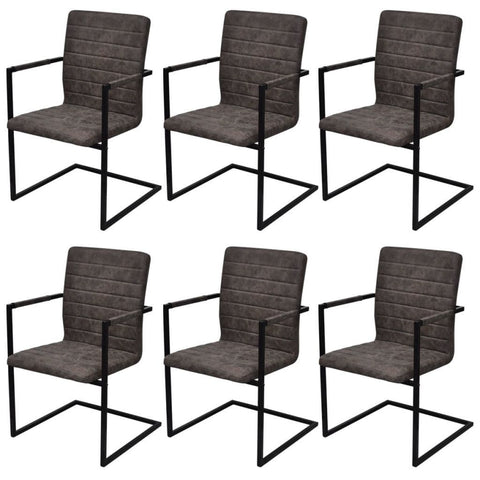 vidaxl110- Dining Chairs 6 pcs Brown Faux Leather