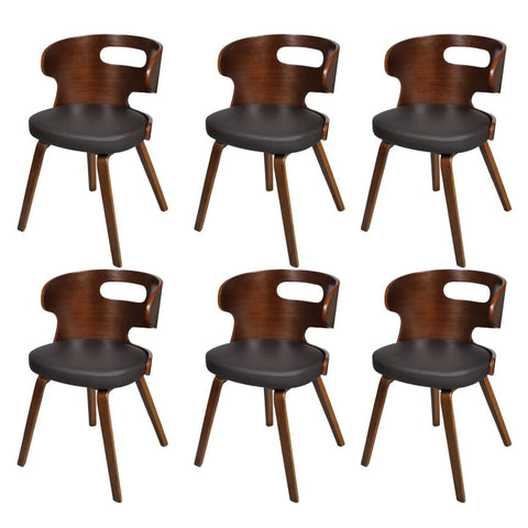 Dining Chairs 6 pcs Brown Leather