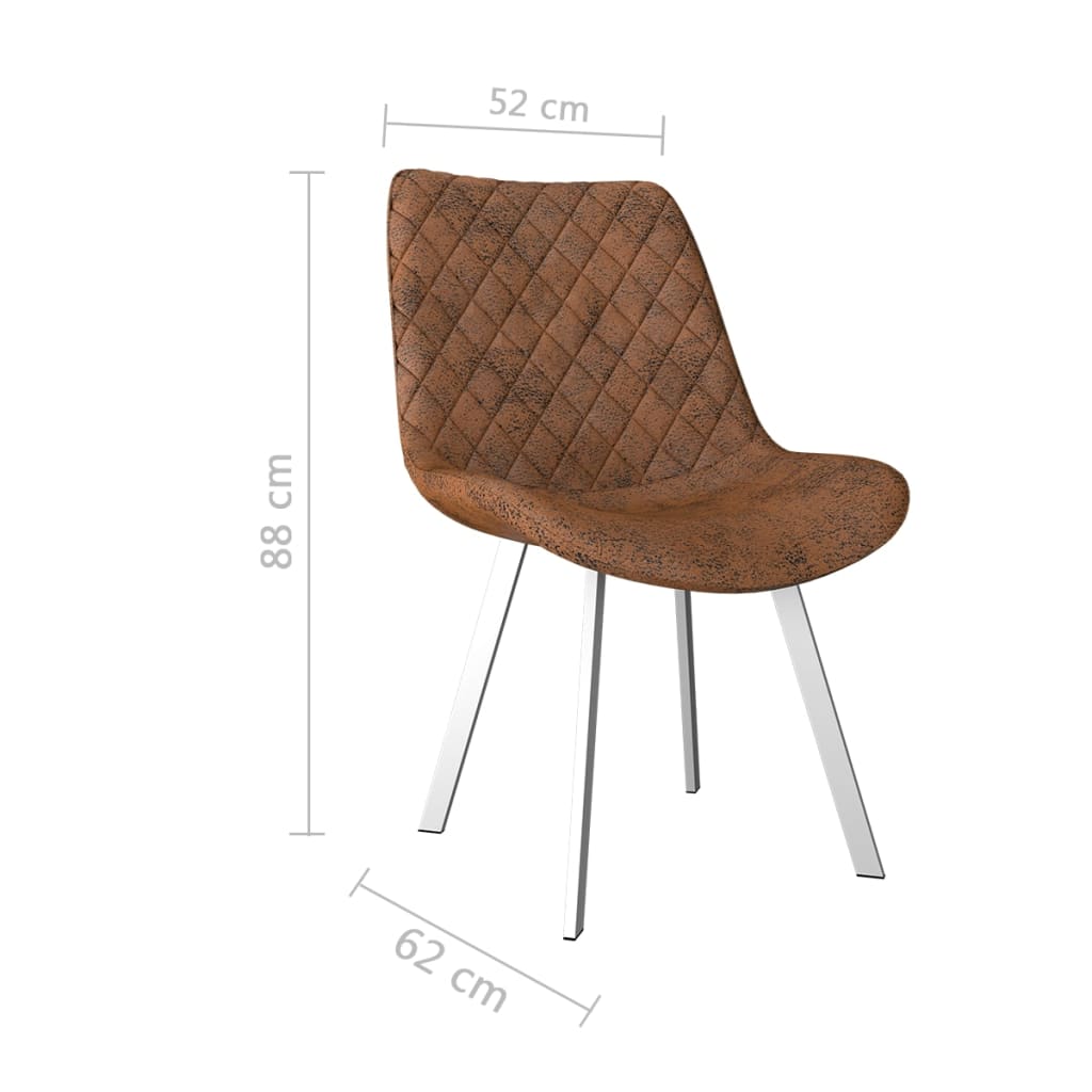 Dining Chairs 6 pcs Brown Suede Leather