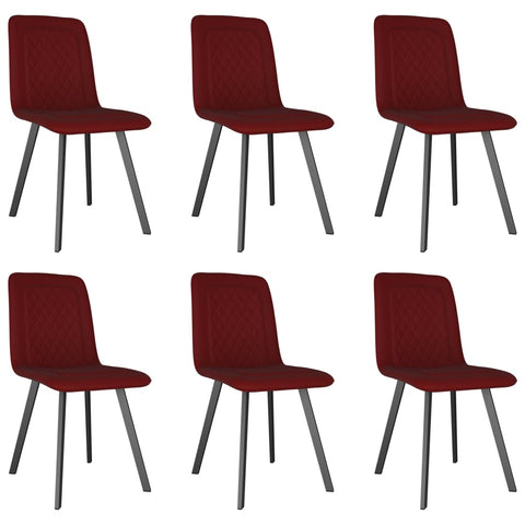 Dining Chairs 6 pcs Red Velvet