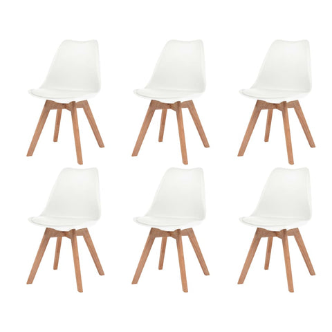 Dining Chairs 6 pcs White Leather