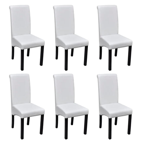 Dining Chairs 6 pcs White Leather